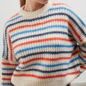 NWT Striped Chunky Cropped  Crewneck Sweater